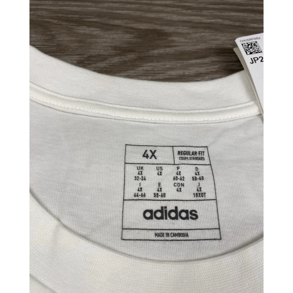 Adidas Women's Short Sleeve Holiday Logo T Shirt White Size 4X New - Picture 5 of 9